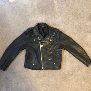 Vintage Black Leather Motorcycle Jacket